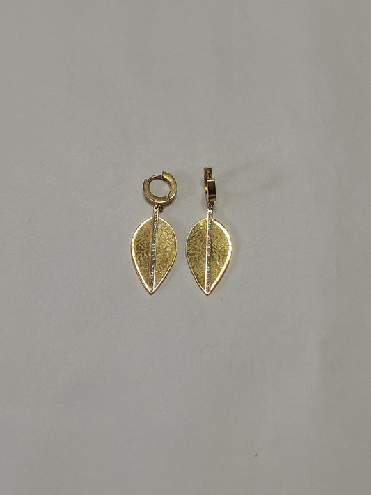 304 Gold Textured Leaf Stud Drops