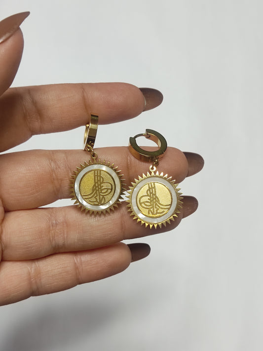 305 Gold Abstract Sun Studs Drops