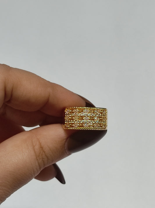 318 Gold Triple Pave Ring