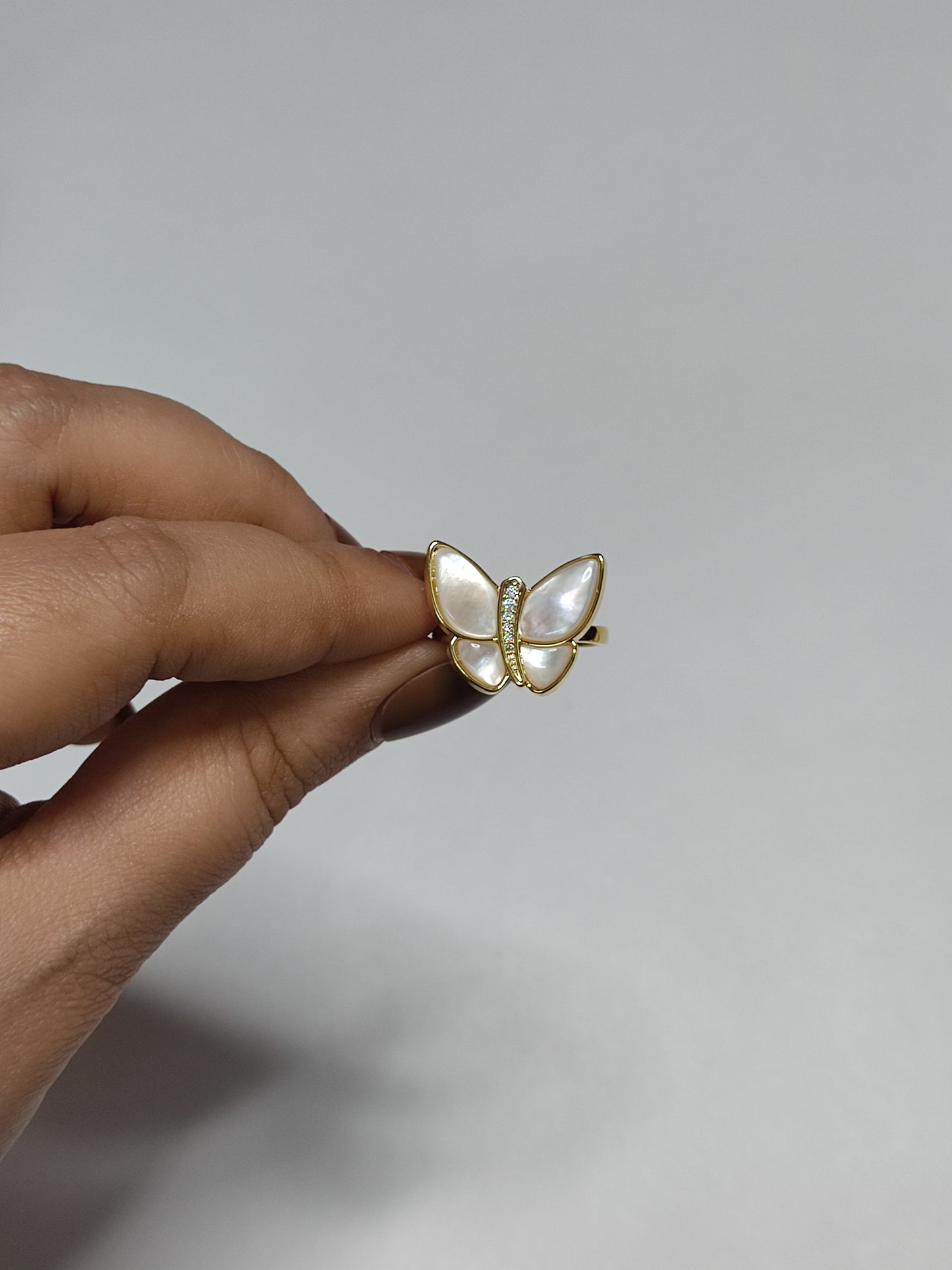 333 Gold Dainty Butterfly Ring